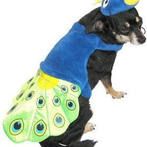 Peacock Pet Costume Blue/Yellow/Green (XSmall) NEW